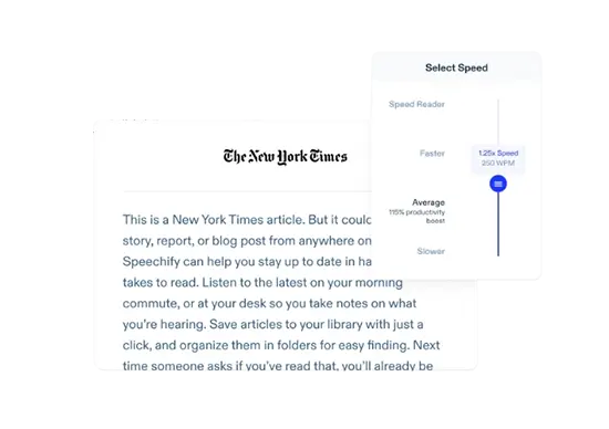 vitesse d'écoute speechify