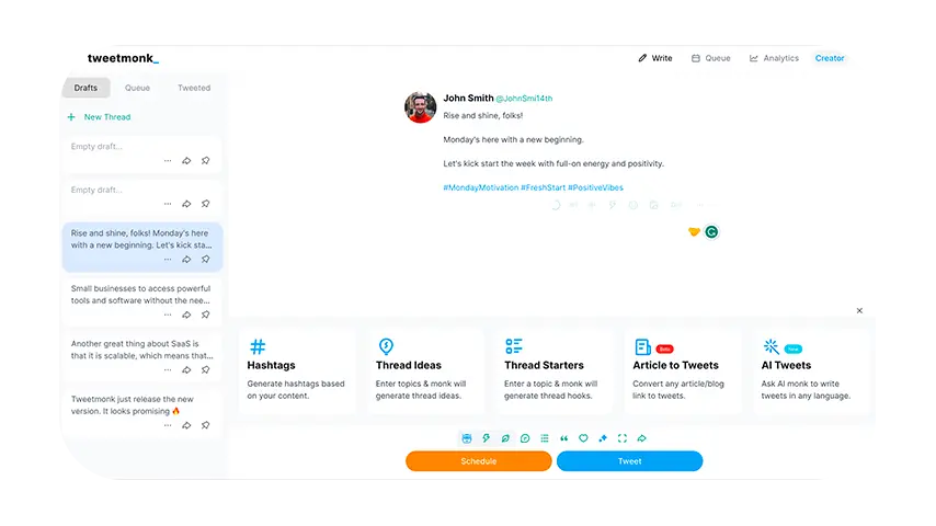 tweetmonk interface utilisateur