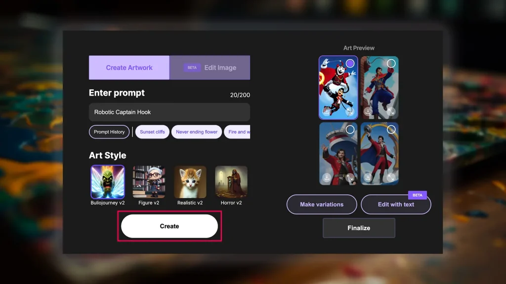 Wombo créer une image