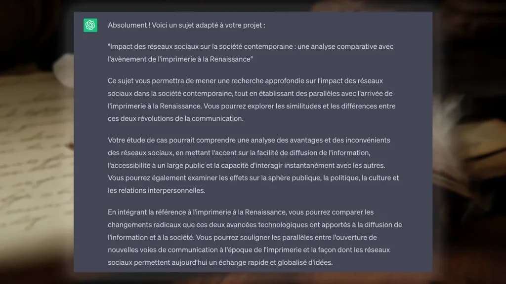 Idées de dissertation par ChatGPT