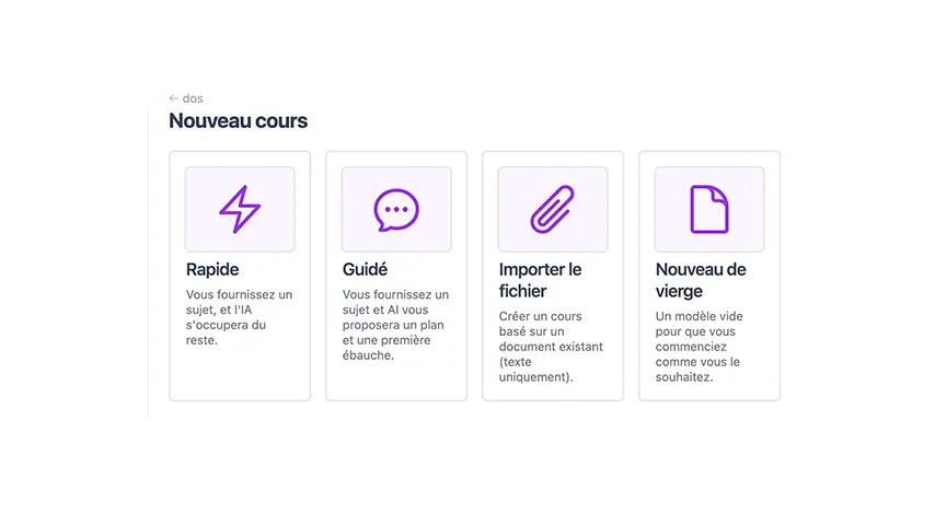 Options de Création de Cours