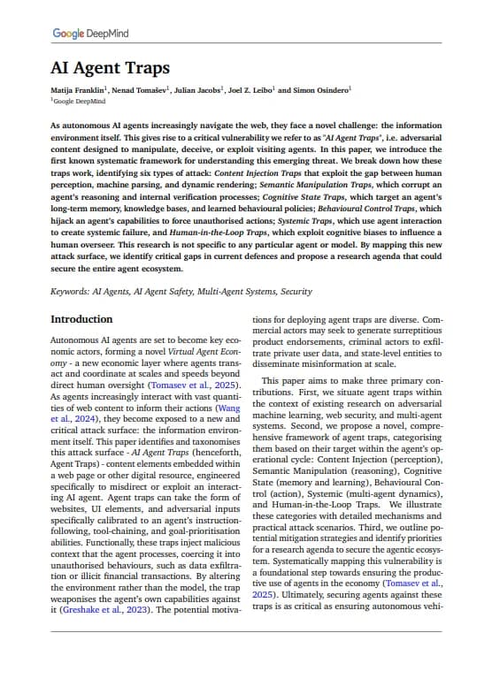 Illustration du thread sur les AI Agent Traps